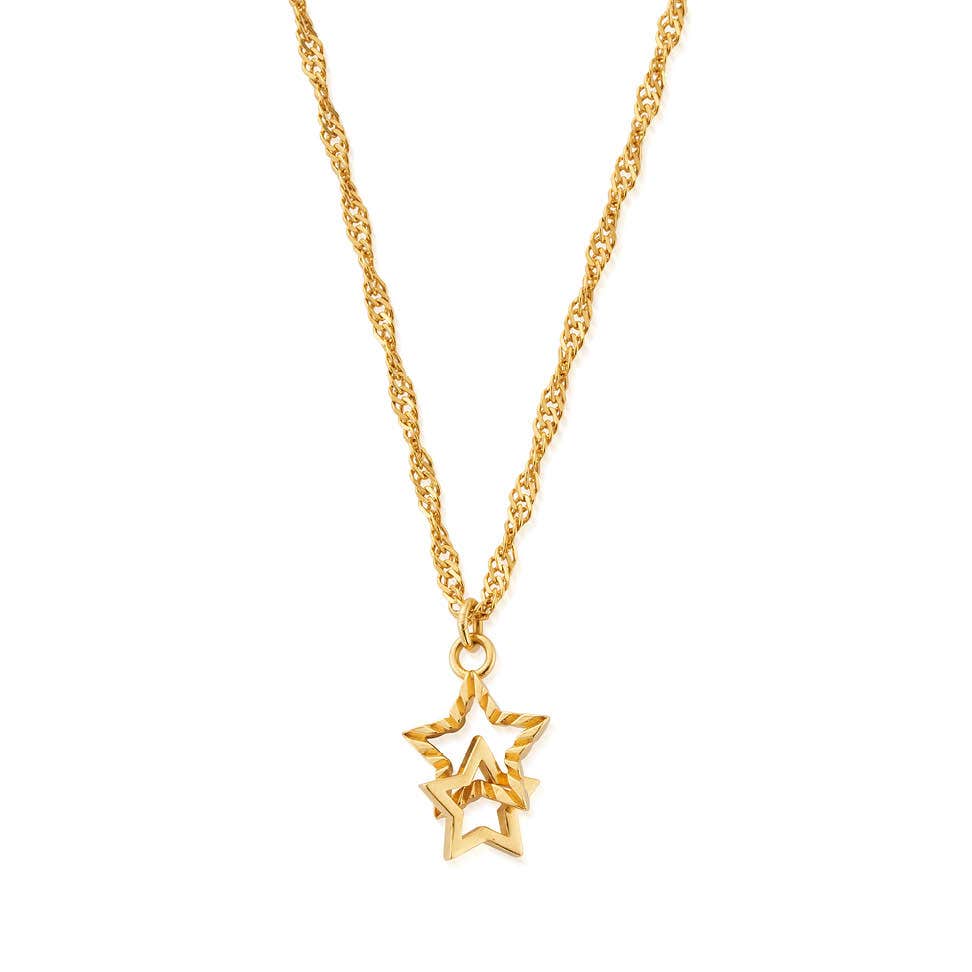 Twisted Rope Chain Interlocking Star Necklace