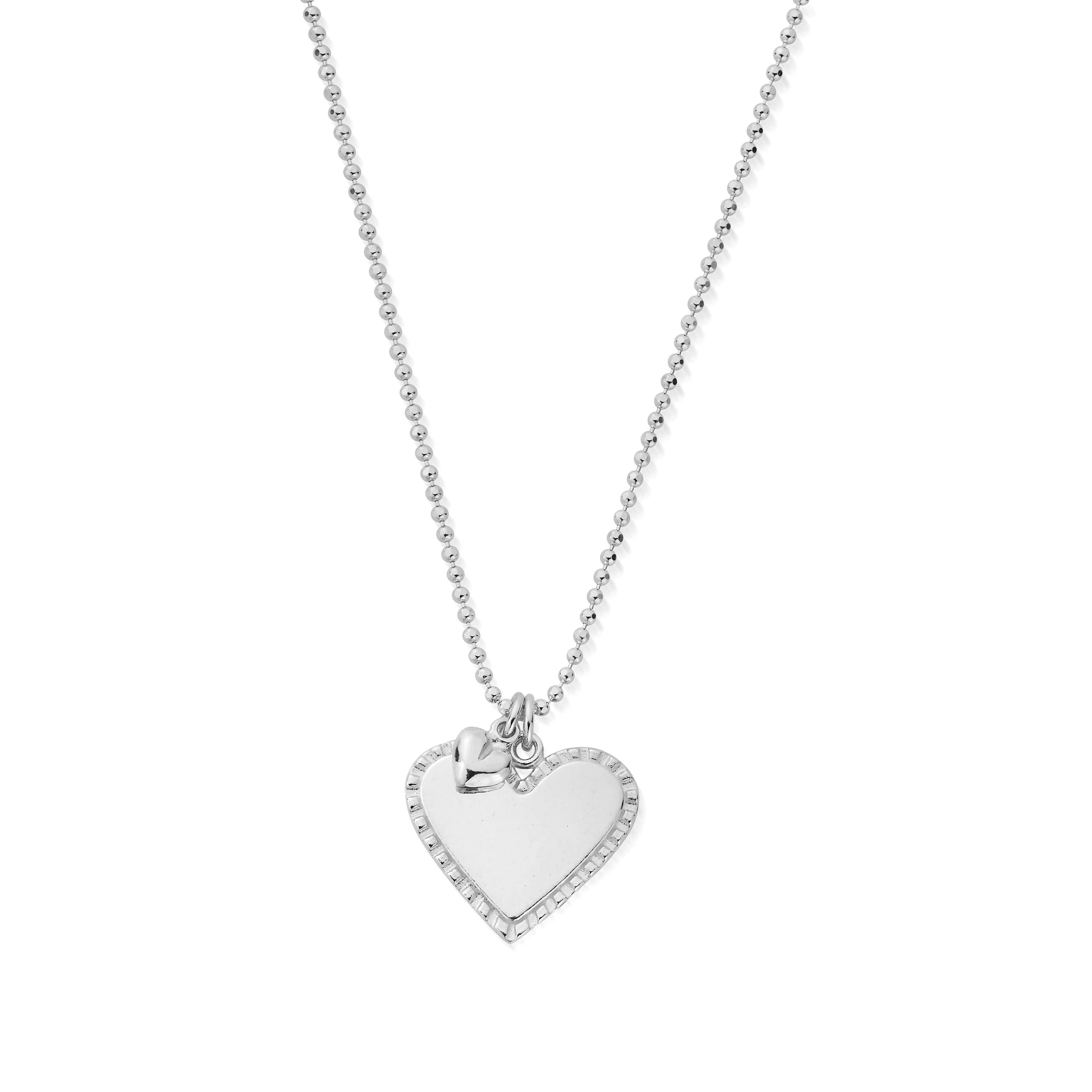 Personalised Diamond Cut Adjustable Double Heart Necklace | ChloBo