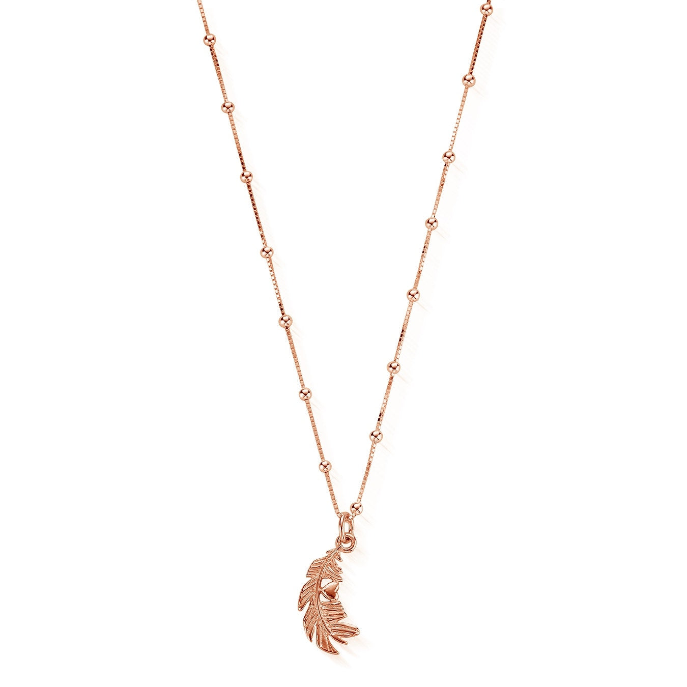 Bobble Chain Heart In Feather Necklace
