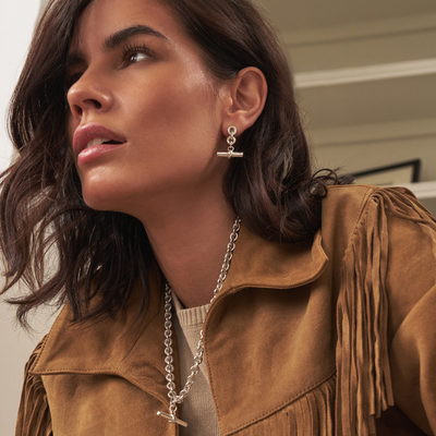 Anchor Chain 3 Link T-Bar Earrings