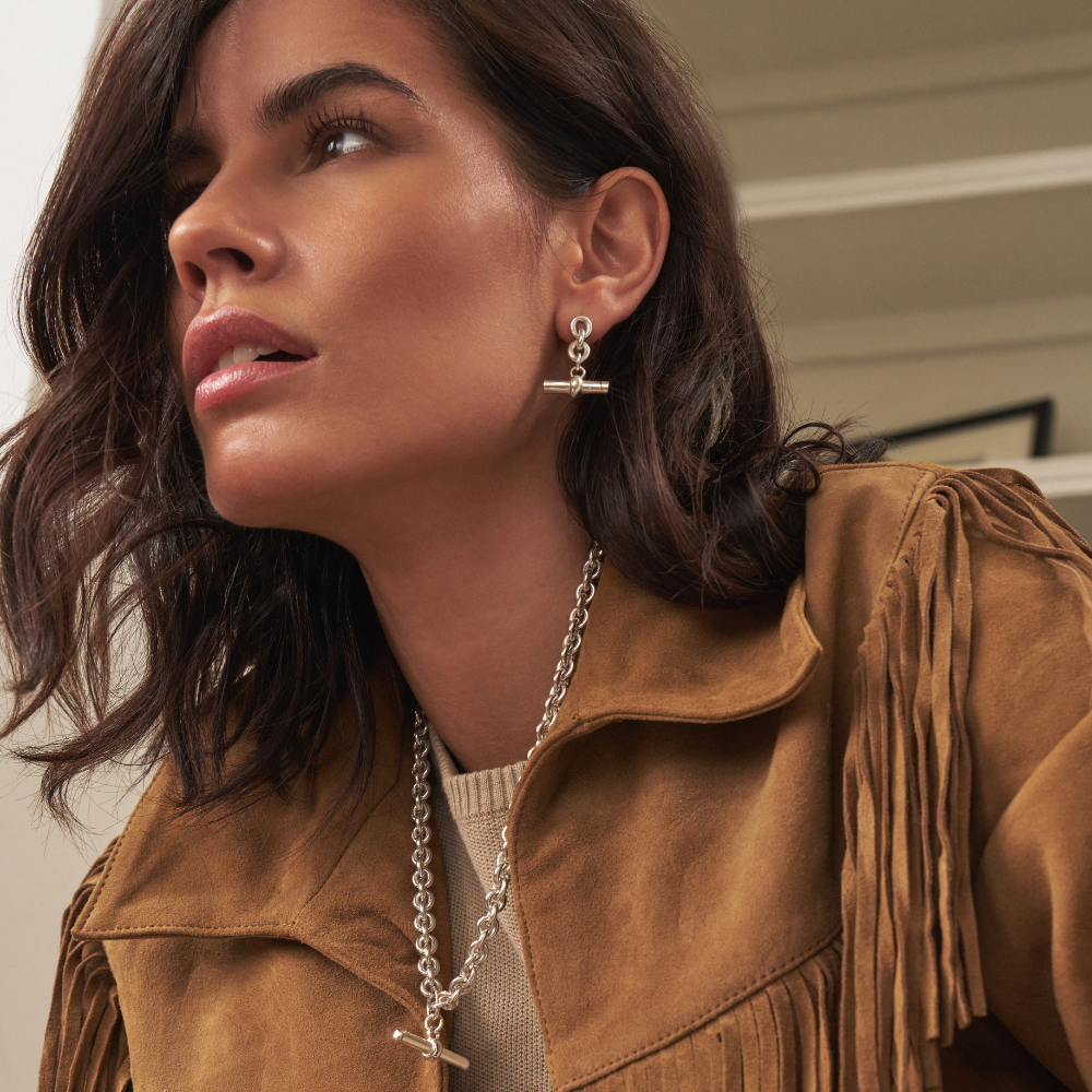 Anchor Chain 3 Link T-Bar Earrings