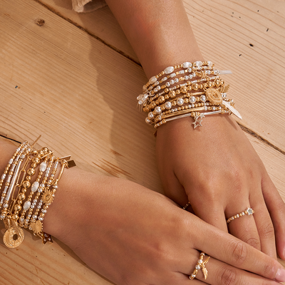 Gold Mini Small Ball Midnight Bracelet