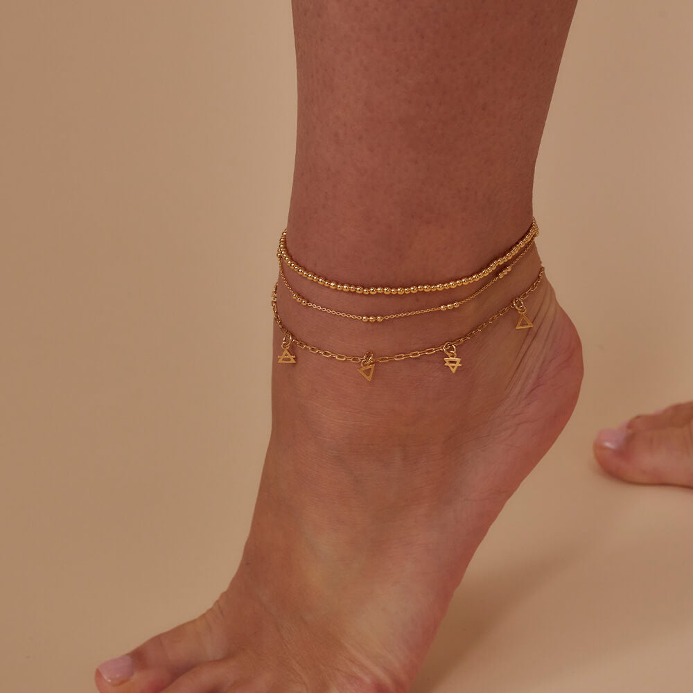 Mini Cute Triple Bobble Chain Anklet