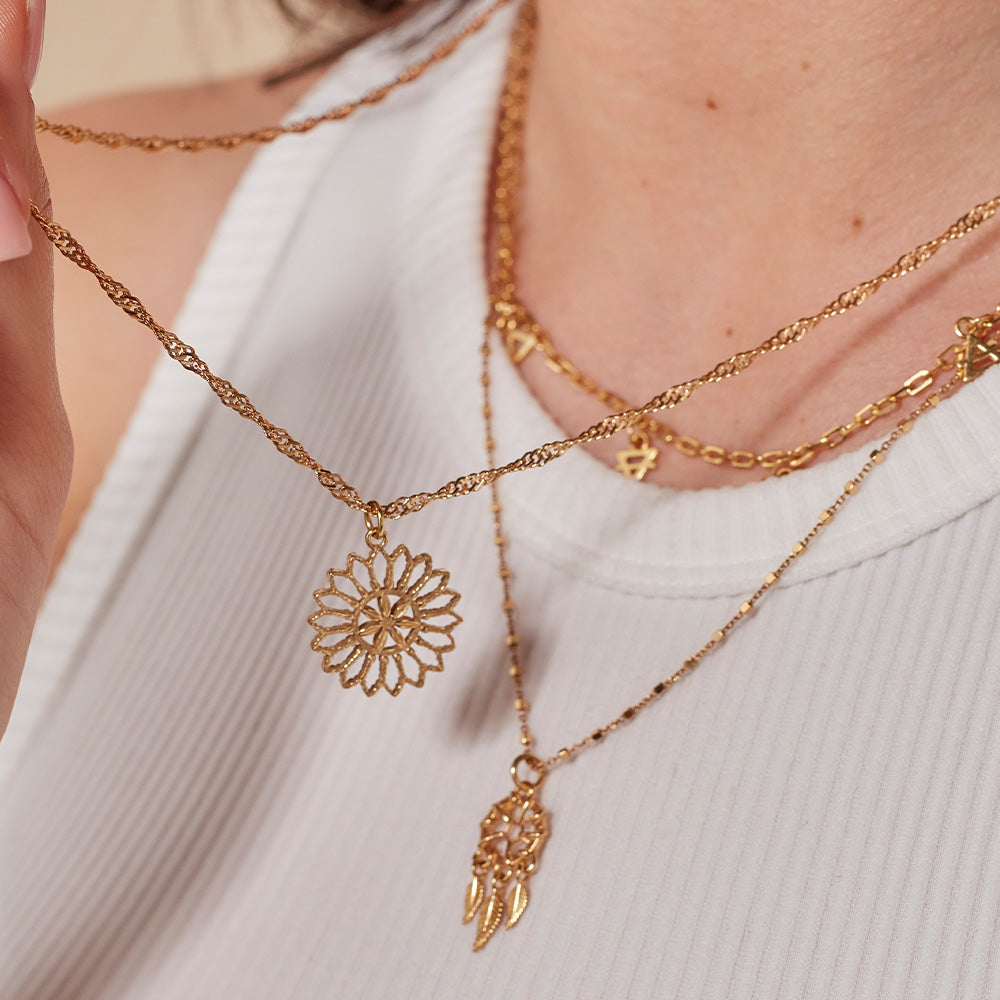 Twisted Rope Chain Flower Mandala Necklace | ChloBo – ChloBo UK