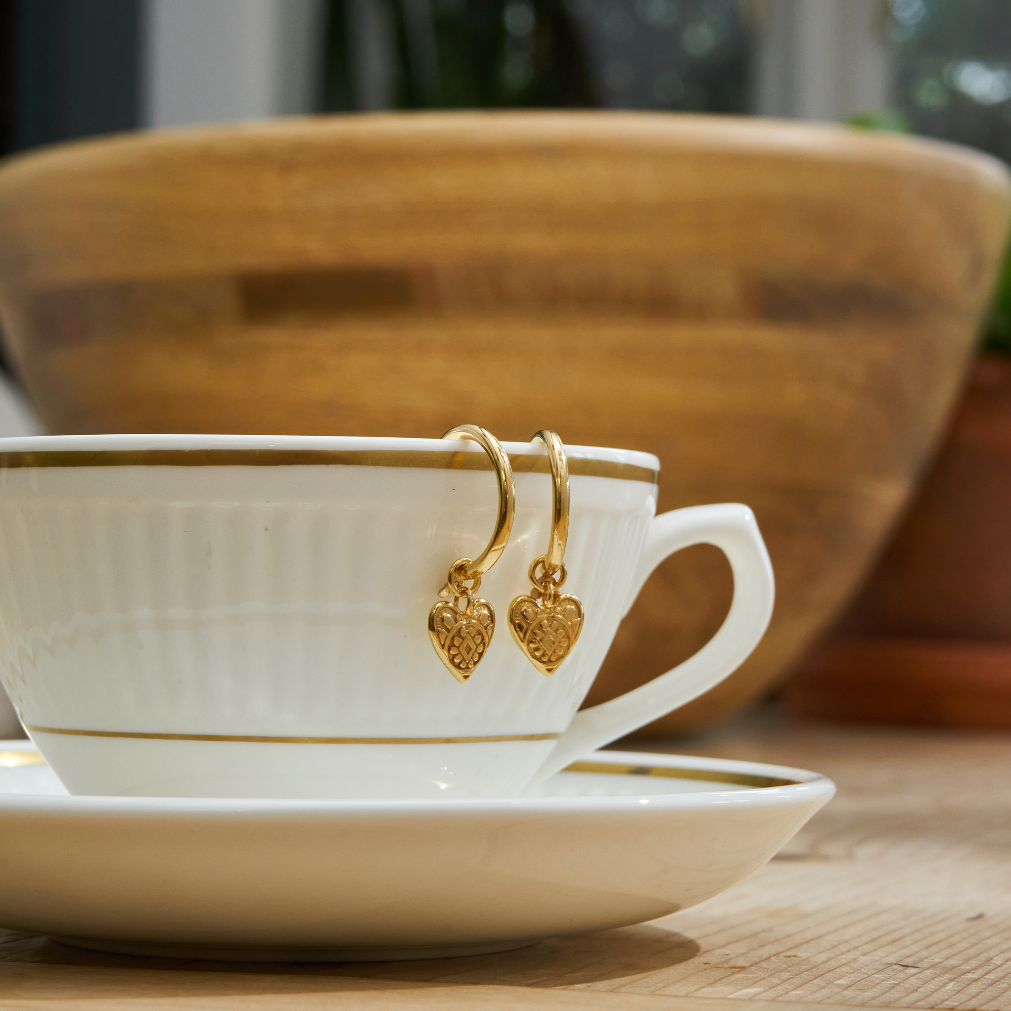 Decorated Heart Hoop Earrings