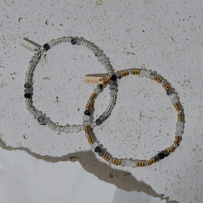 Mixed Metal Stone Of Empowerment Black Rutilated Quartz Bracelet