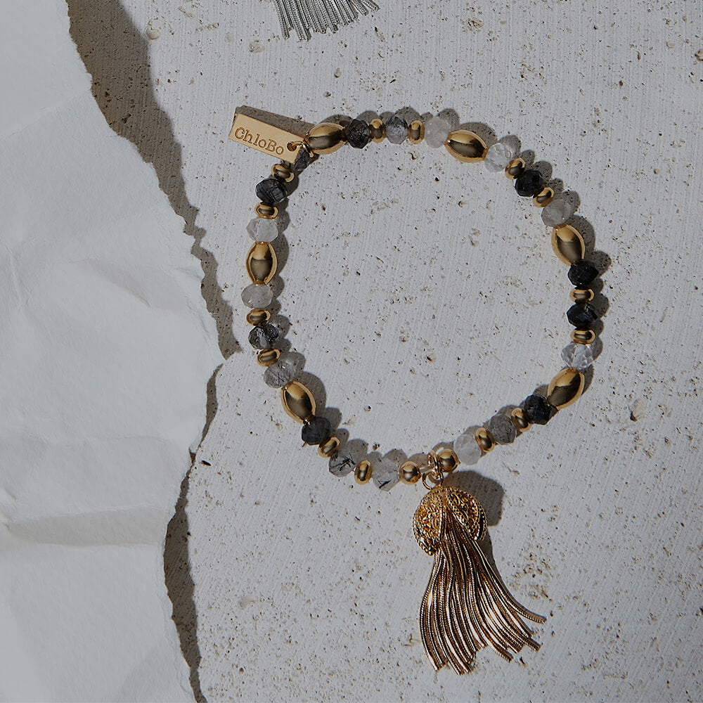 Tassel Of Joy Black Rutilated Quartz Bracelet