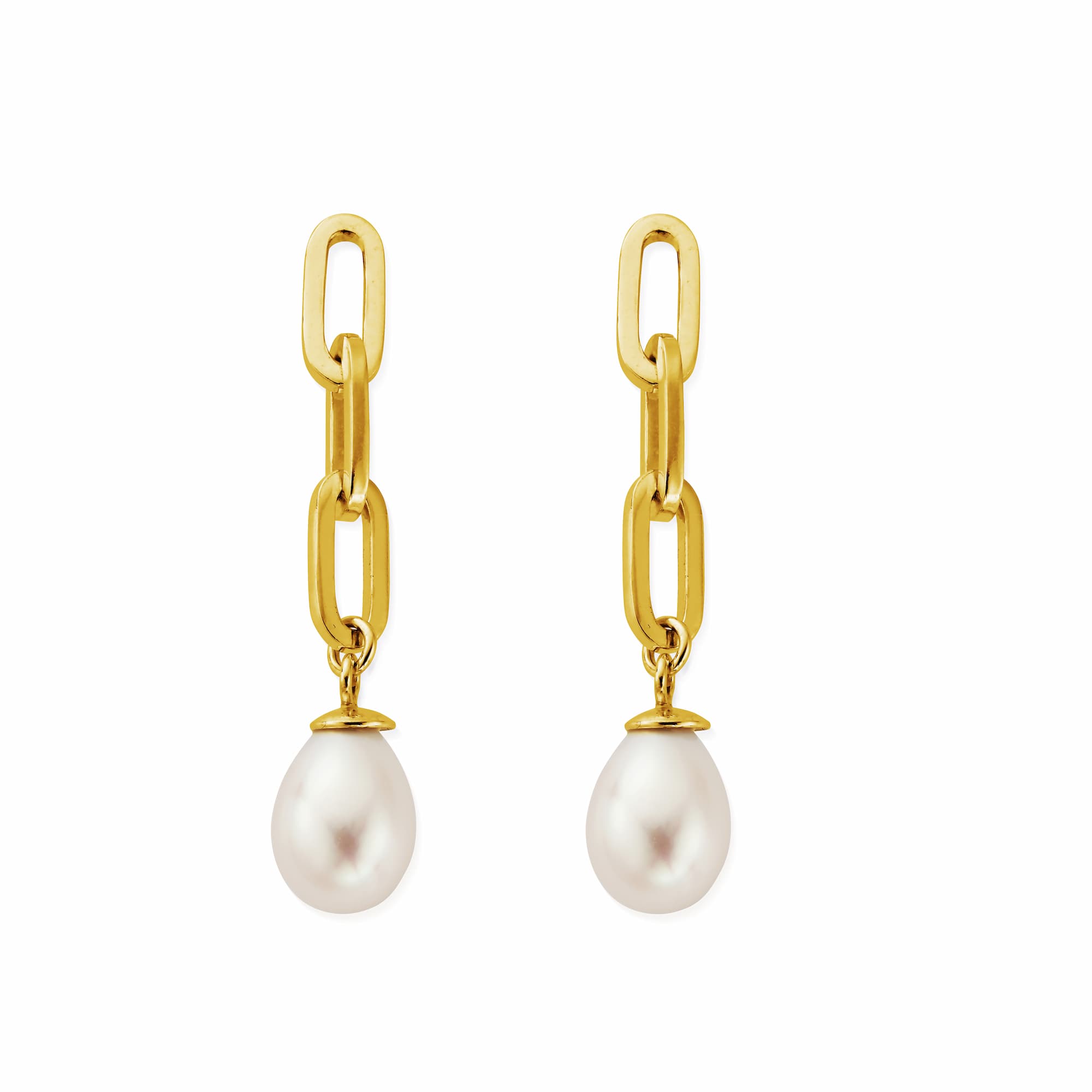 Mini Link Pearl Drop Earrings