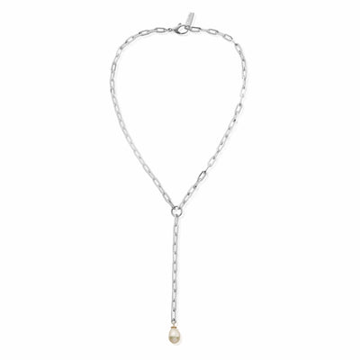 Mini Link Pearl Lariat Necklace