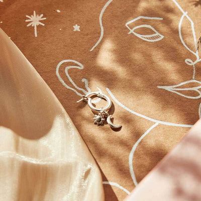 Dainty Moon & Sun Small Hoop Earrings