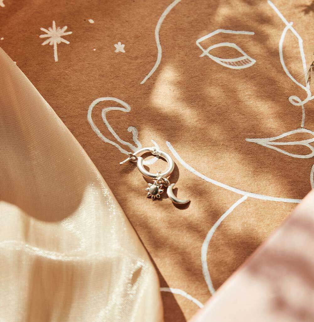 Dainty Moon & Sun Small Hoop Earrings