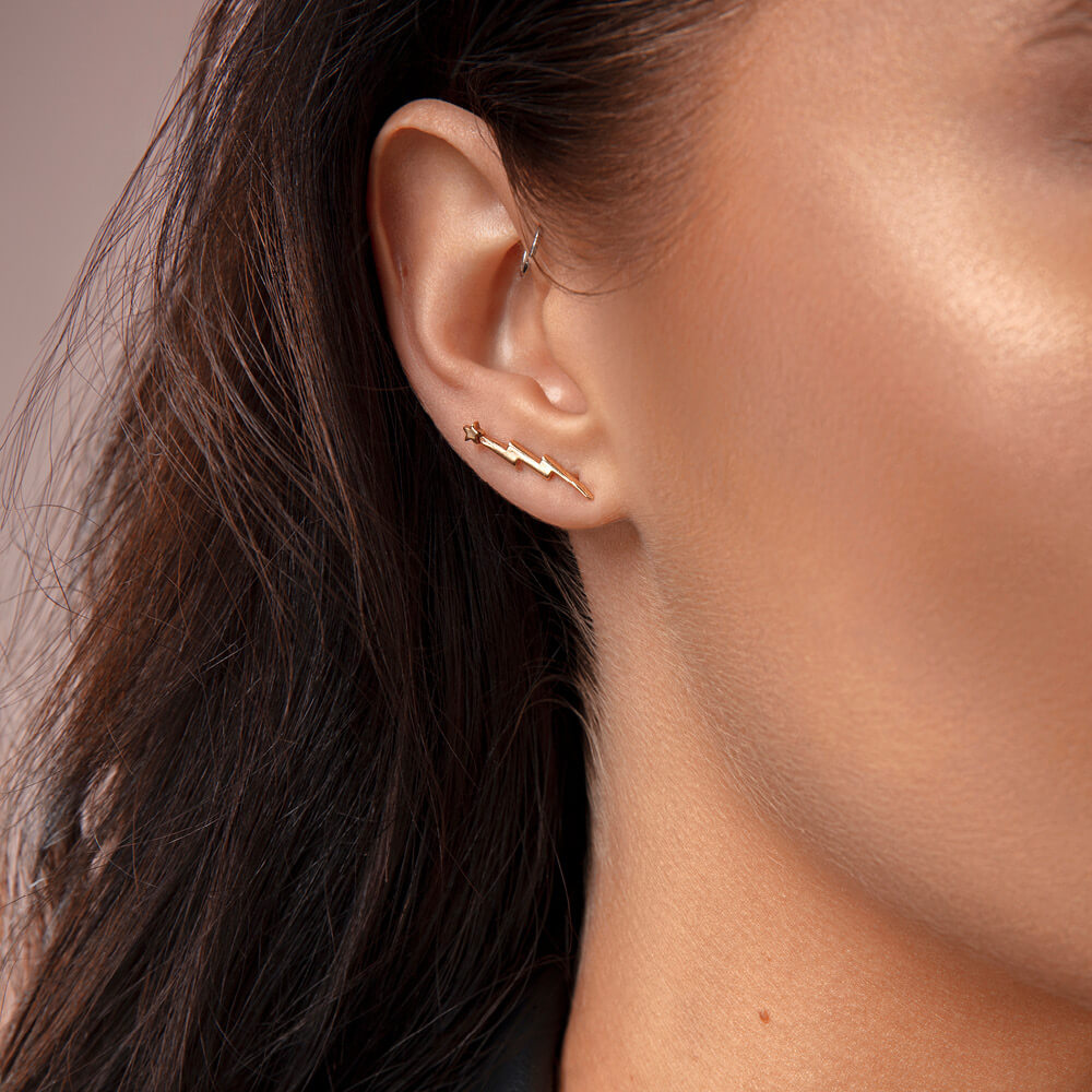 Lightning Bolt Cuff Earrings
