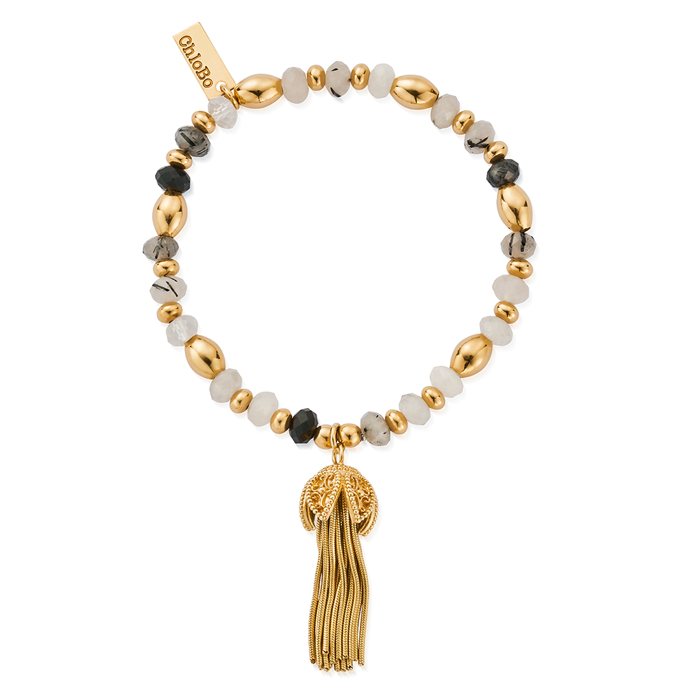 Tassel Of Joy Black Rutilated Quartz Bracelet