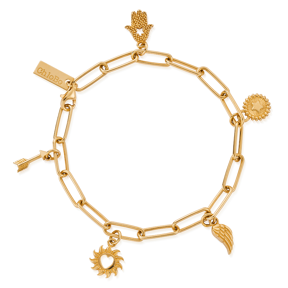 Soul Compass Multi Charm Link Chain Bracelet