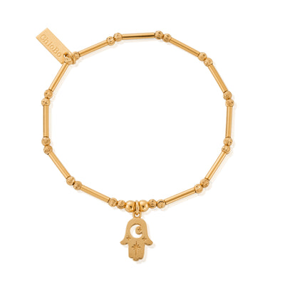 Dainty Moon Cut Sparkle Hamsa Bracelet