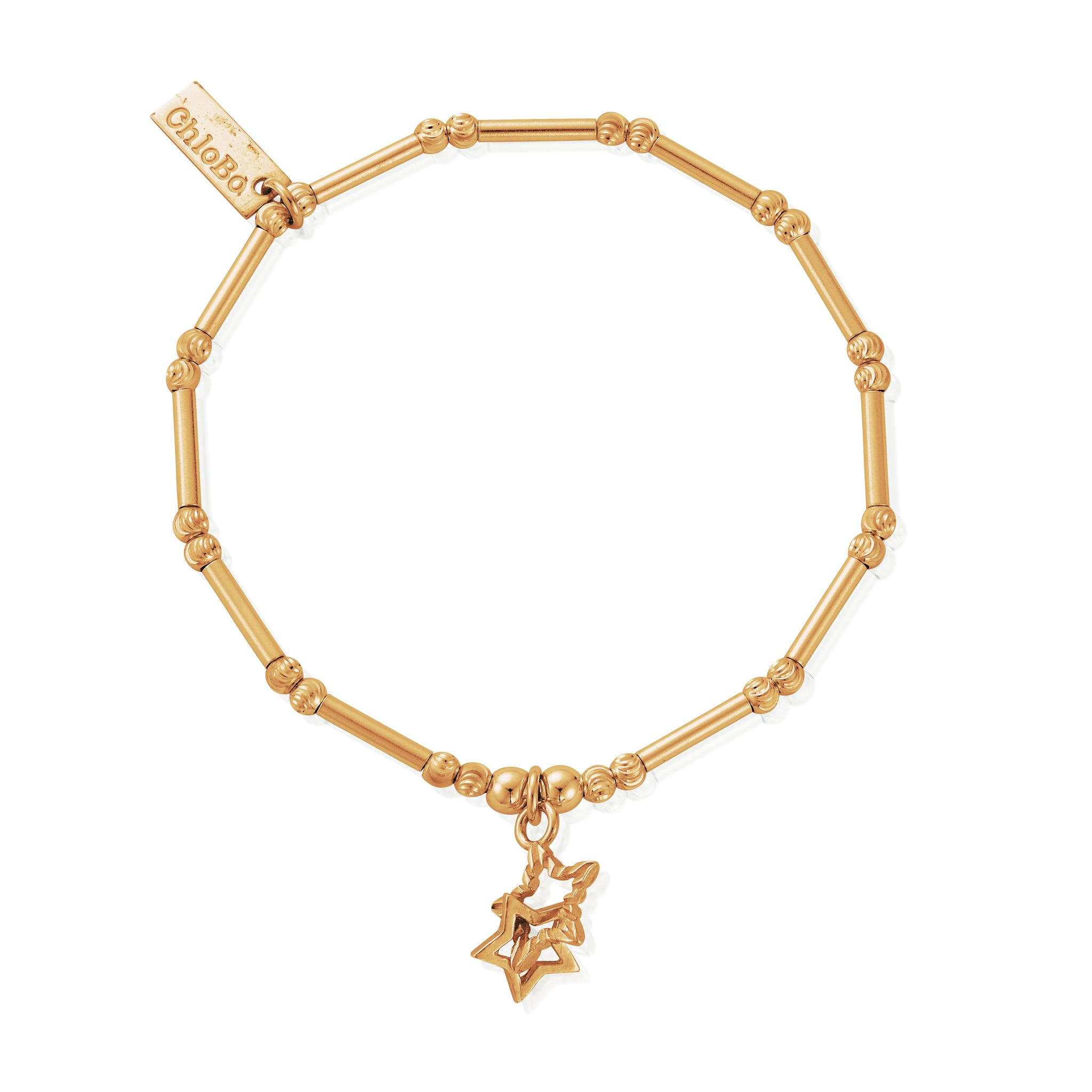 Dainty Moon Cut Sparkle Interlocking Star Bracelet