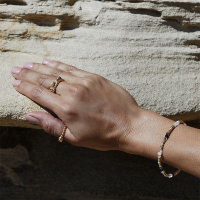 Mixed Metal Stone Of Empowerment Black Rutilated Quartz Bracelet