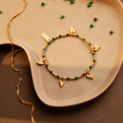 Leaf Heart Malachite Bracelet