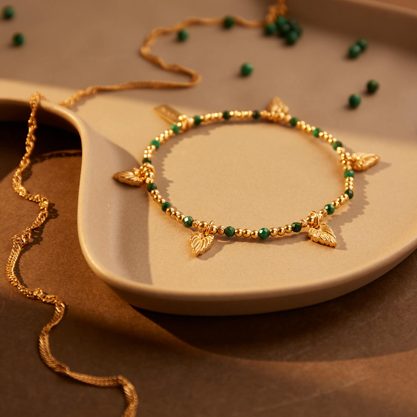 Leaf Heart Malachite Bracelet