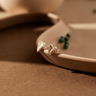 leaf heart stud earrings | ChloBo