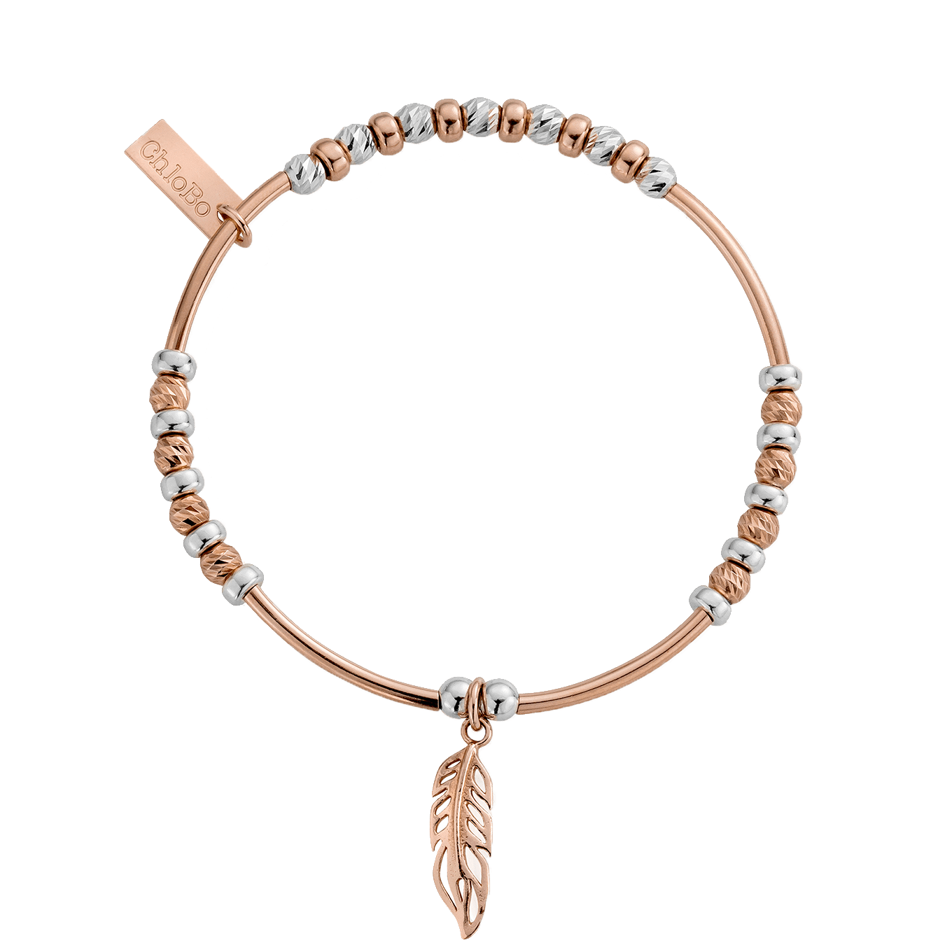 Rose Gold Mixed Metal Filigree Feather Bracelet
