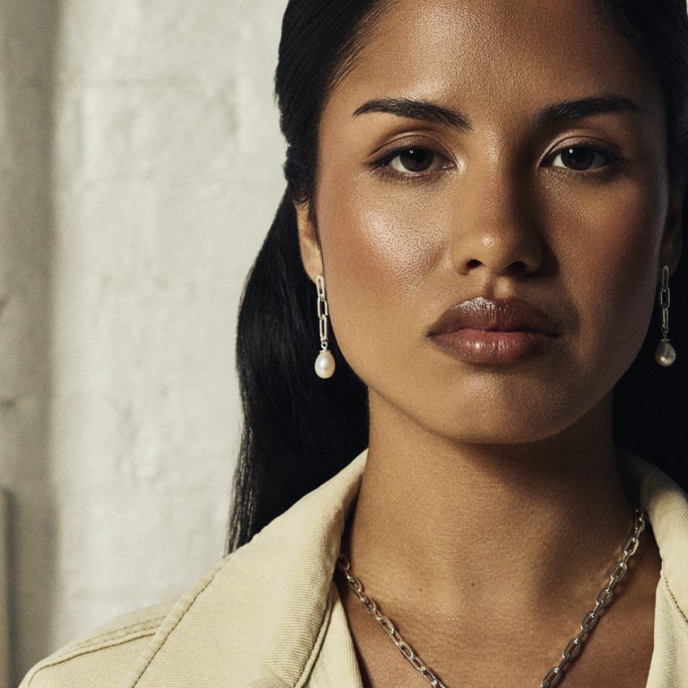 Mini Link Pearl Drop Earrings