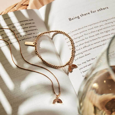 Delicate Box Chain Rainbow Necklace