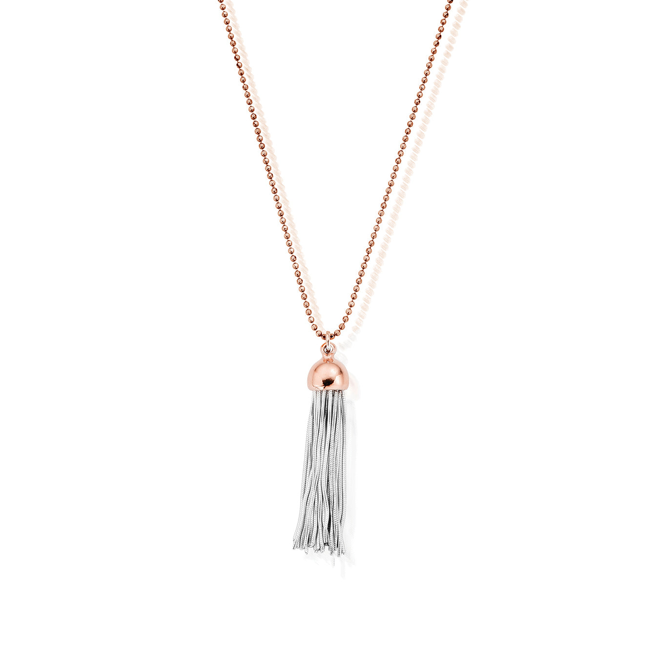 Rose Gold Diamond Cut Chain With Cap Tassel Pendant