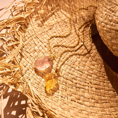 Rose Quartz Raw Nugget Necklace