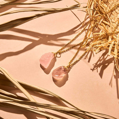 Rose Quartz Raw Nugget Necklace