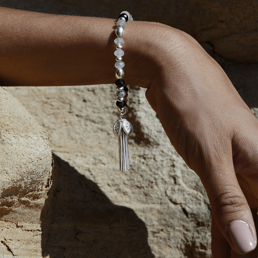 Tassel Of Joy Black Rutilated Quartz Bracelet