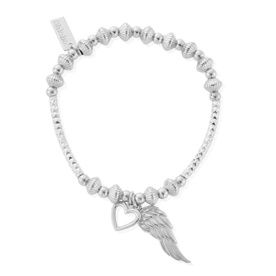 Pattern Noodle Disc Heart And Angel Wing Bracelet
