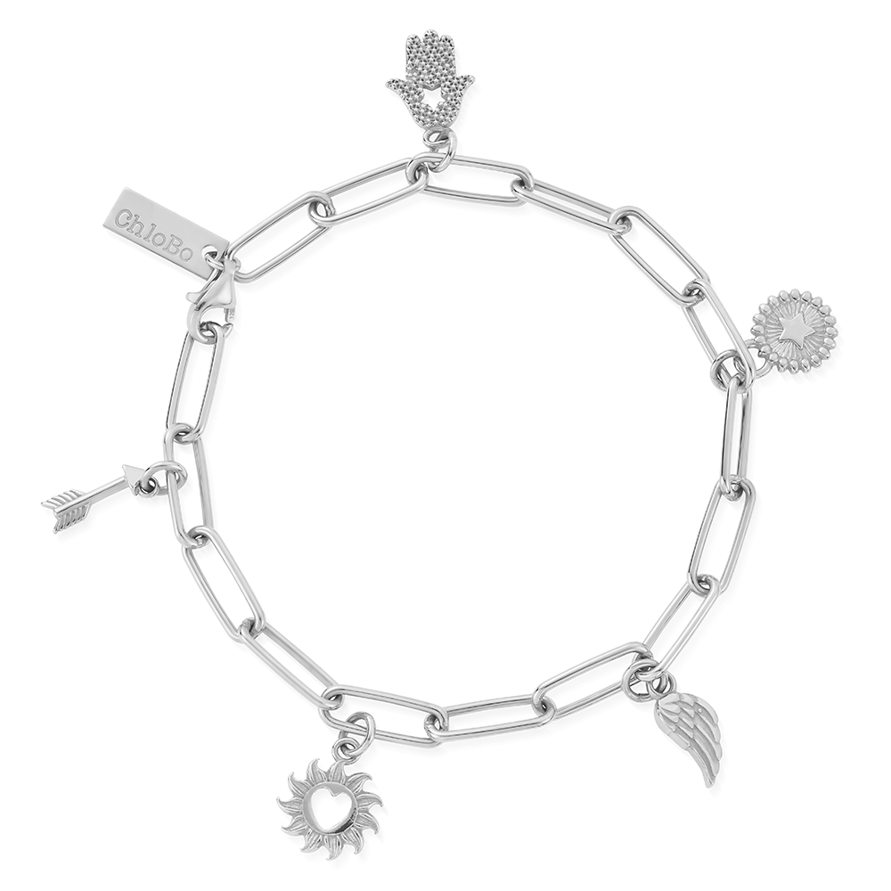 Soul Compass Multi Charm Link Chain Bracelet