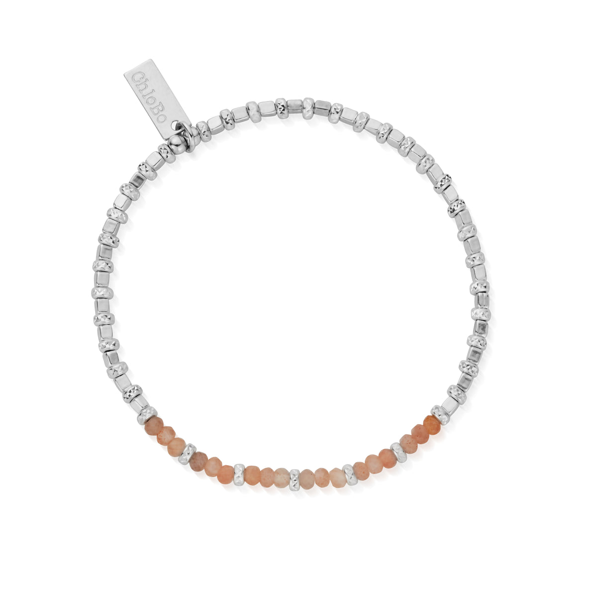 peach moonstone sparkle cube bracelet 1 | ChloBo