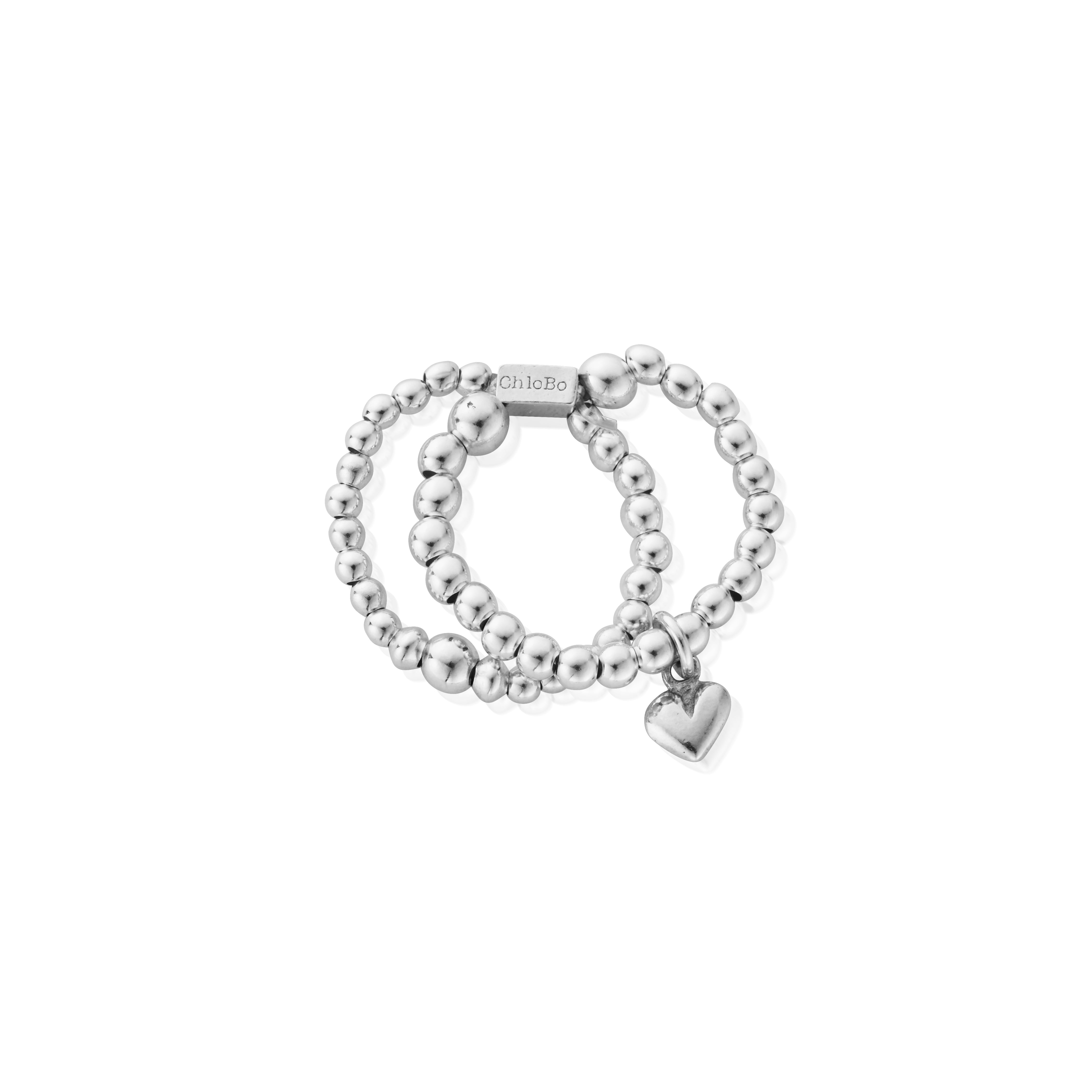 Mini Puffed Heart Double Ring