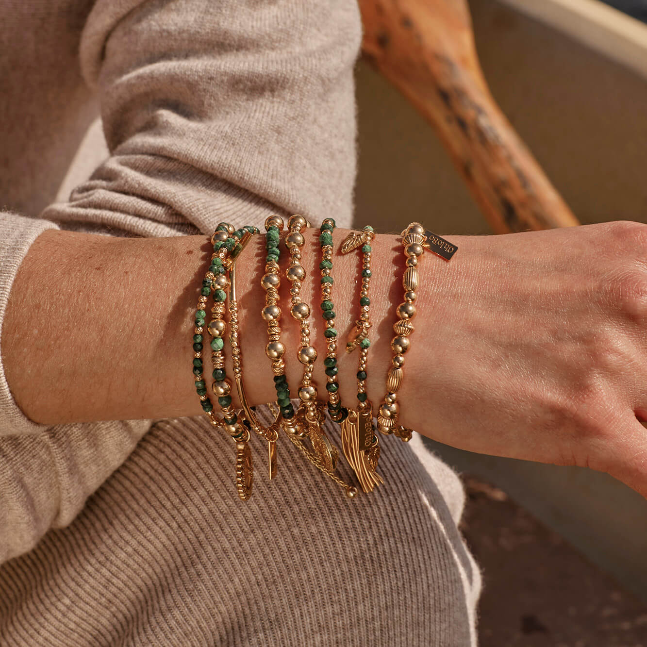 Dainty Sparkle Malachite Adjustable Bracelet