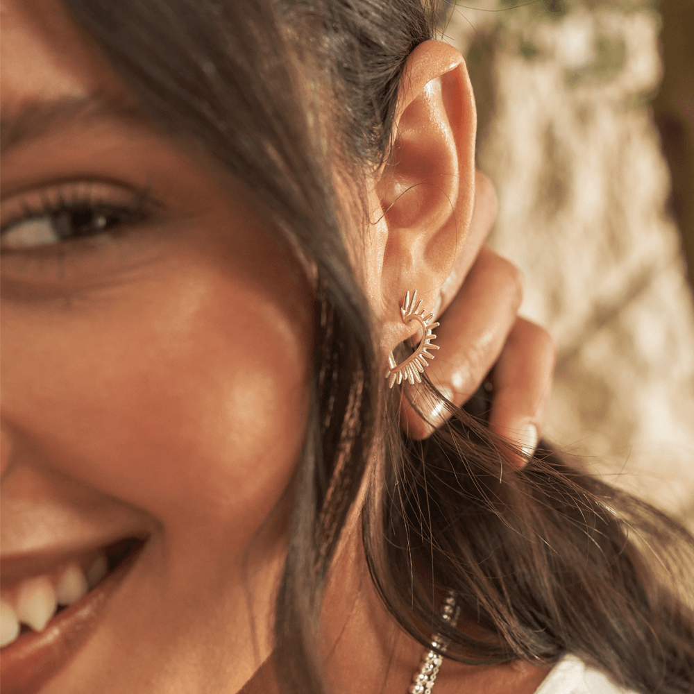 Heart Ray Hoop Earrings
