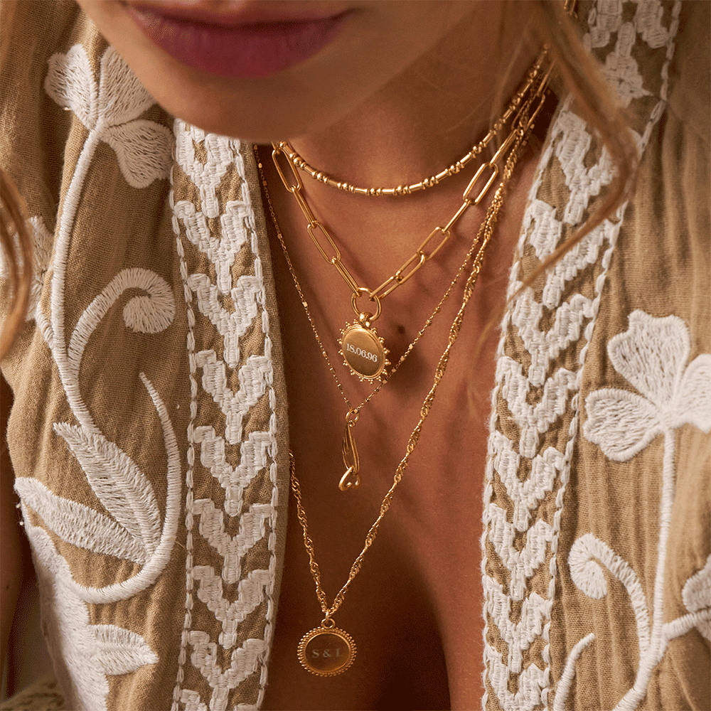 Delicate Cube Chain Interlocking Heart Angel Wing Necklace