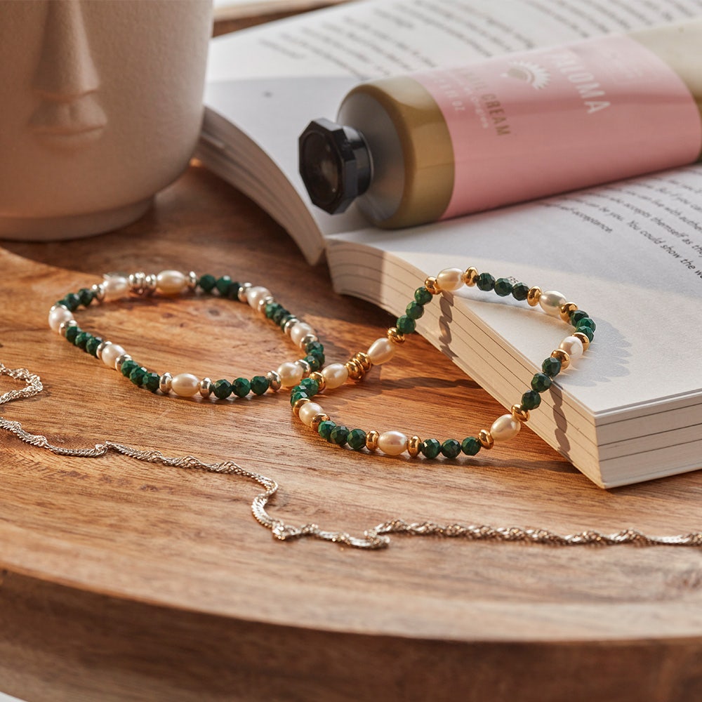Harmony Pearl & Malachite Bracelet | Chlobo