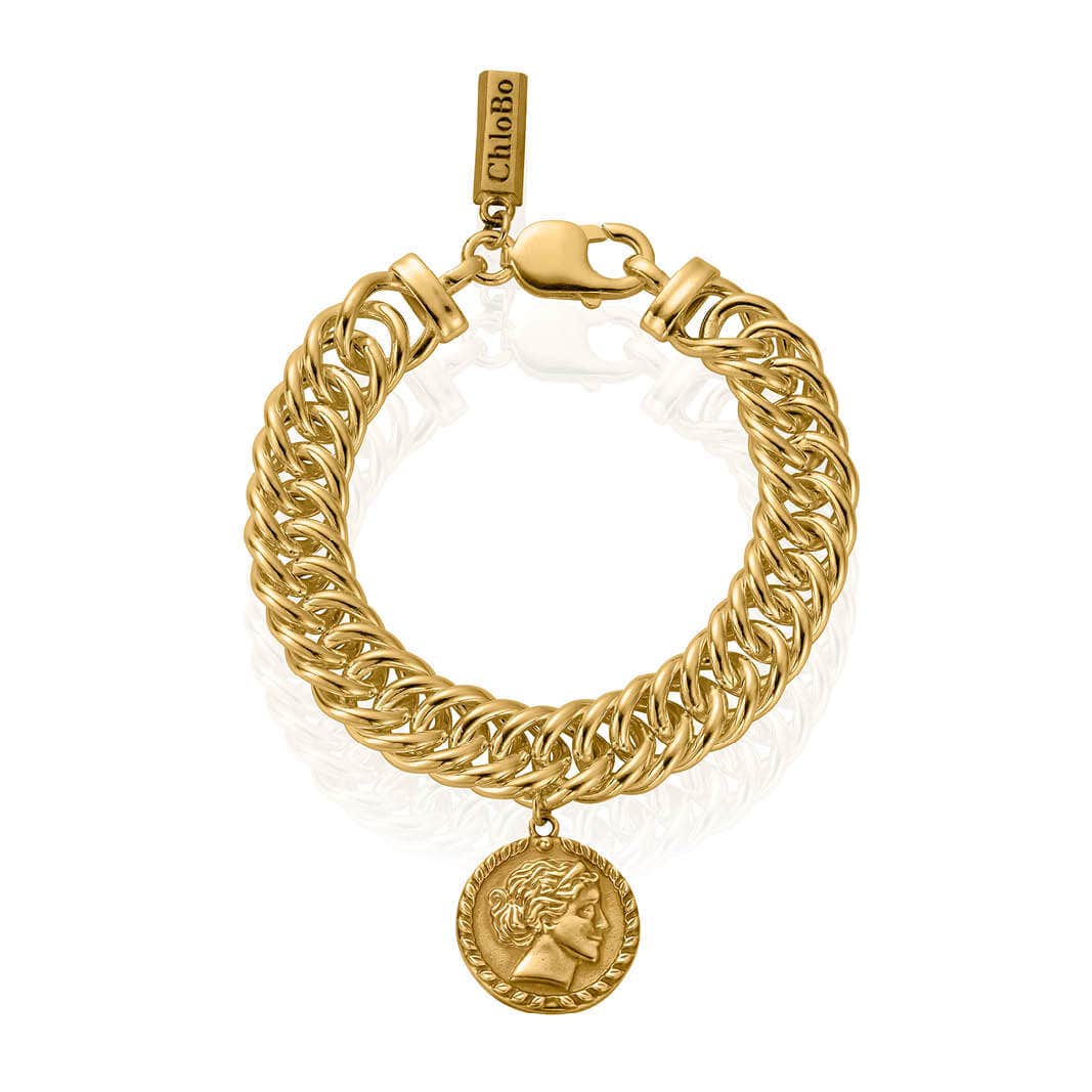 Double Curb Single Aphrodite Goddess Charm Bracelet | ChloBo