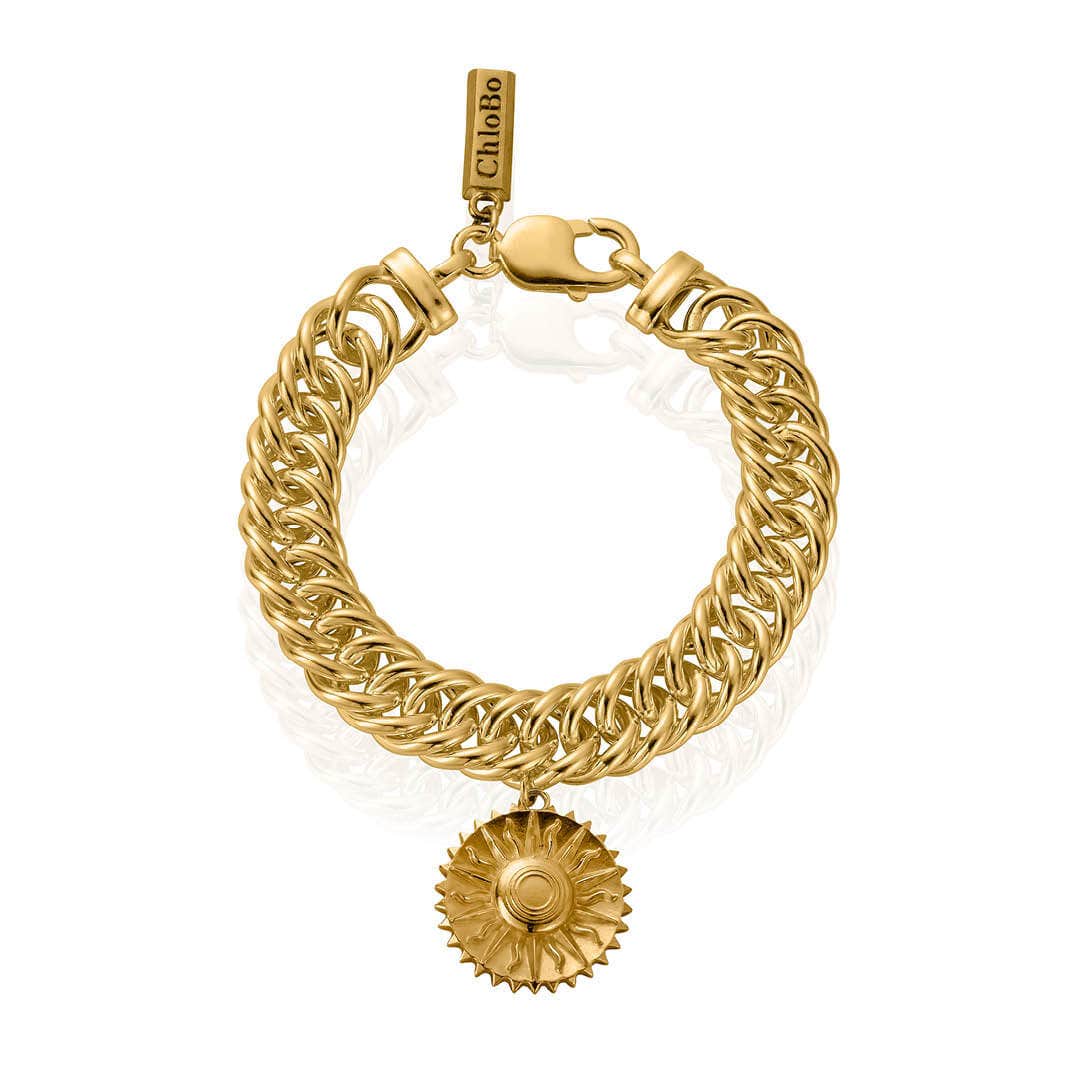 Double Curb Single Sun Charm Bracelet | ChloBo