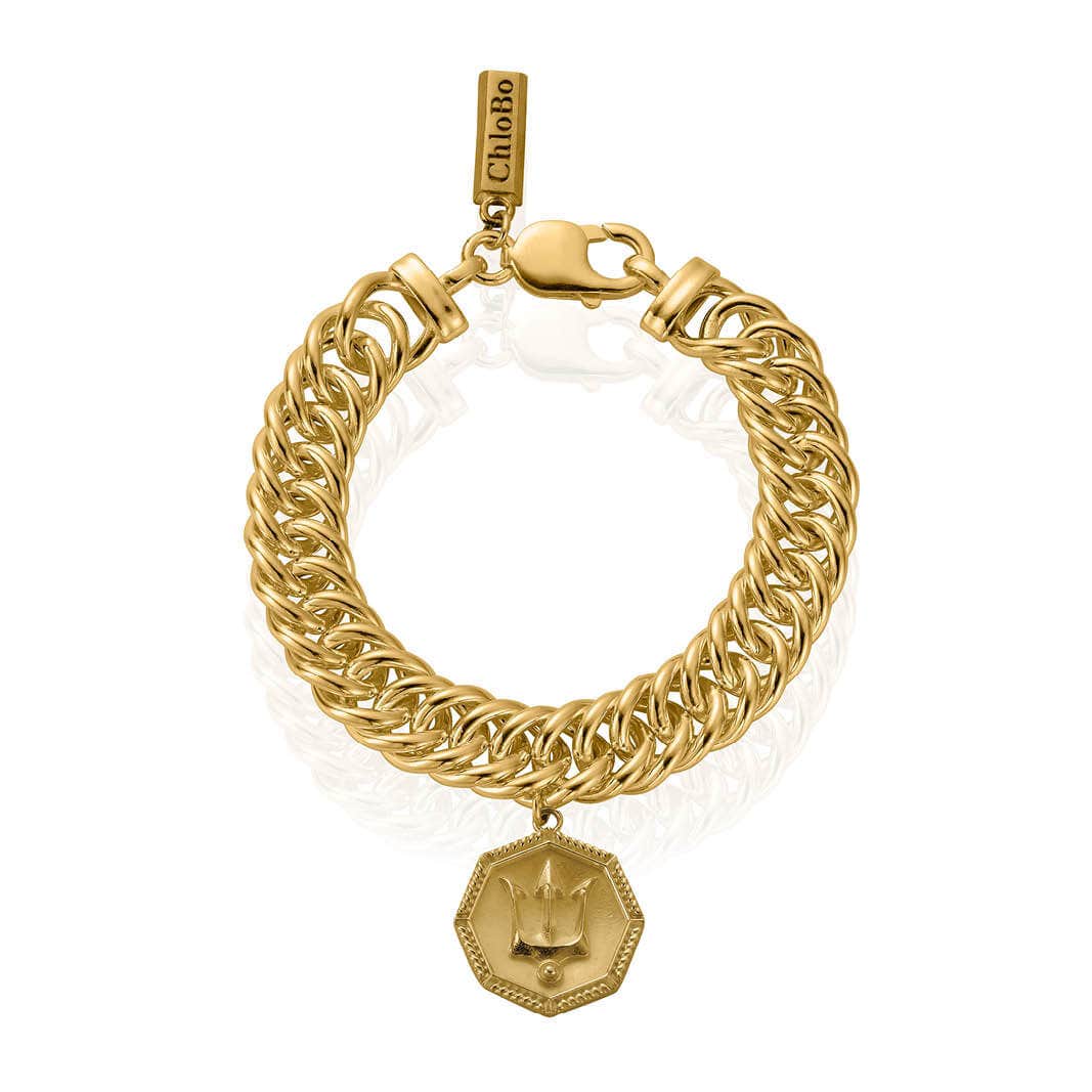 Double Curb Single Trident Charm Bracelet | ChloBo