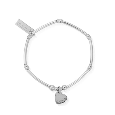 Children's Personalised Mini Noodle Sparkle Rice Love Heart Charm Bracelet