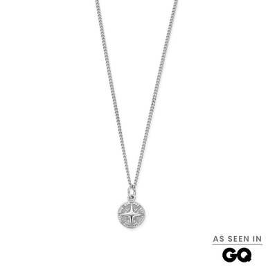 Men's Curb Chain Compass Necklace