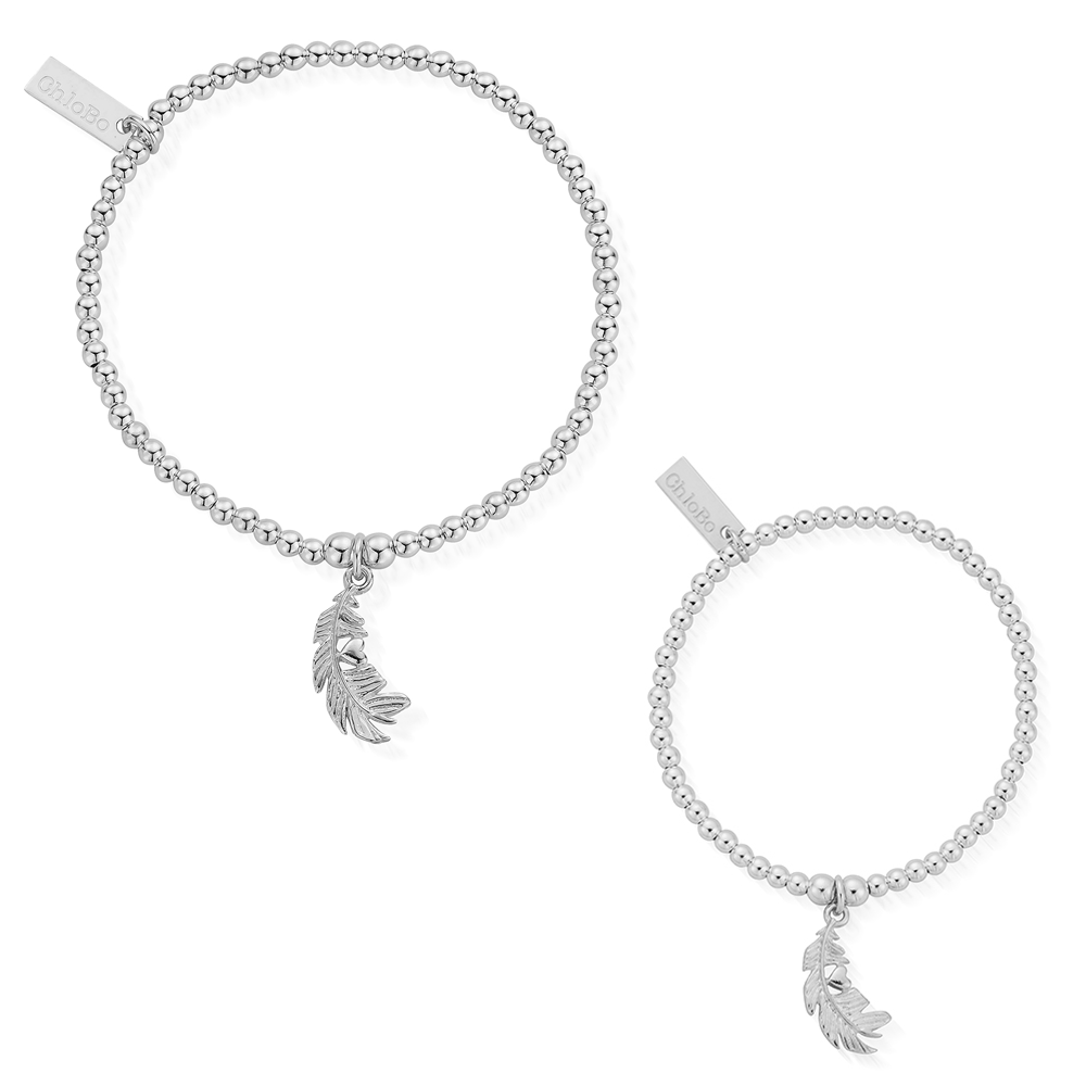 Cute Charm Heart in Feather Bracelet Gift Set - Adult & Child