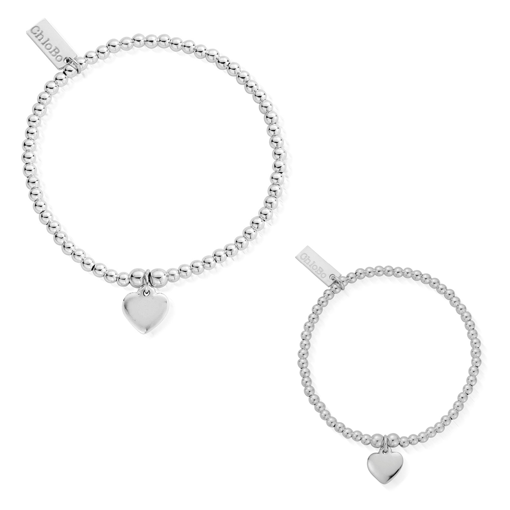 Cute Charm Heart Bracelet Gift Set - Adult & Child