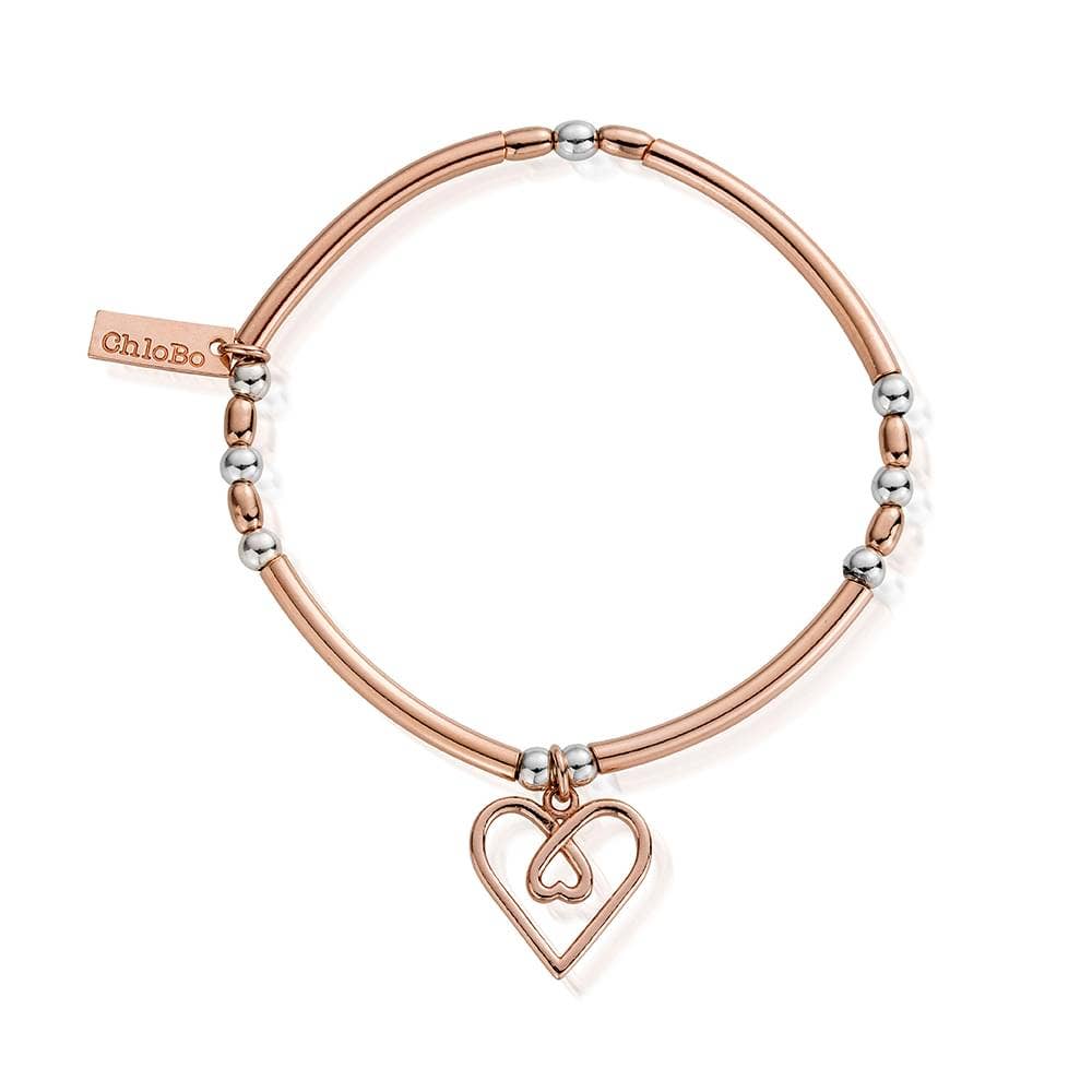 Rose Gold Mixed Metal Divine Love Heart Bracelet