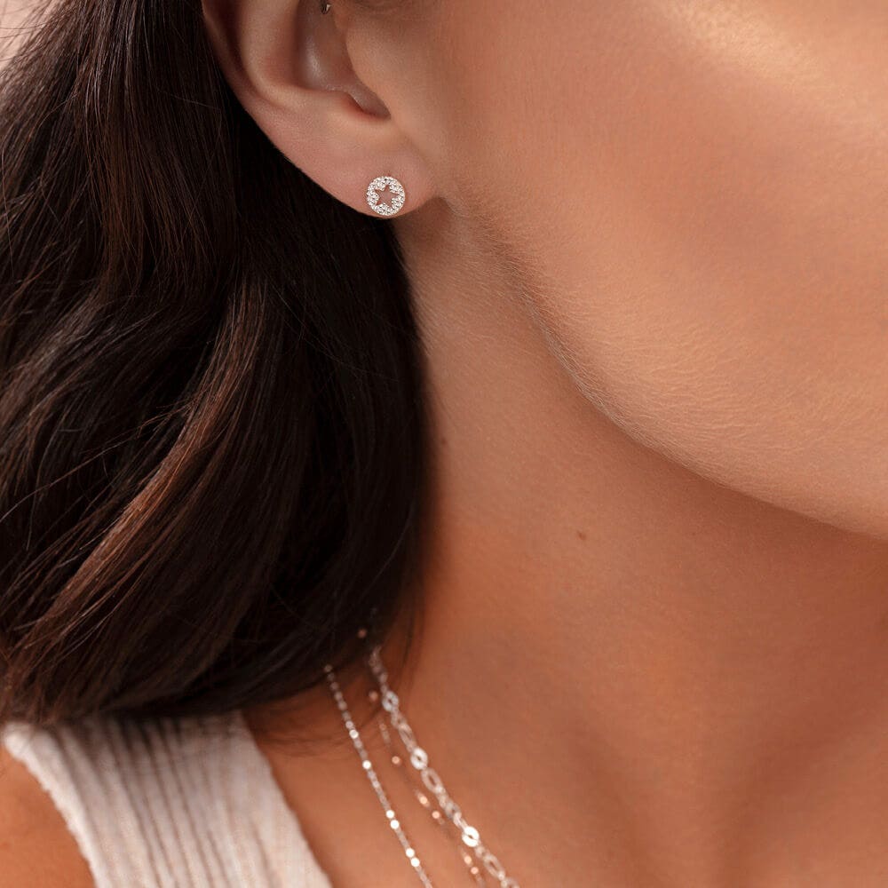 Sparkle Star In Circle Stud Earrings | ChloBo