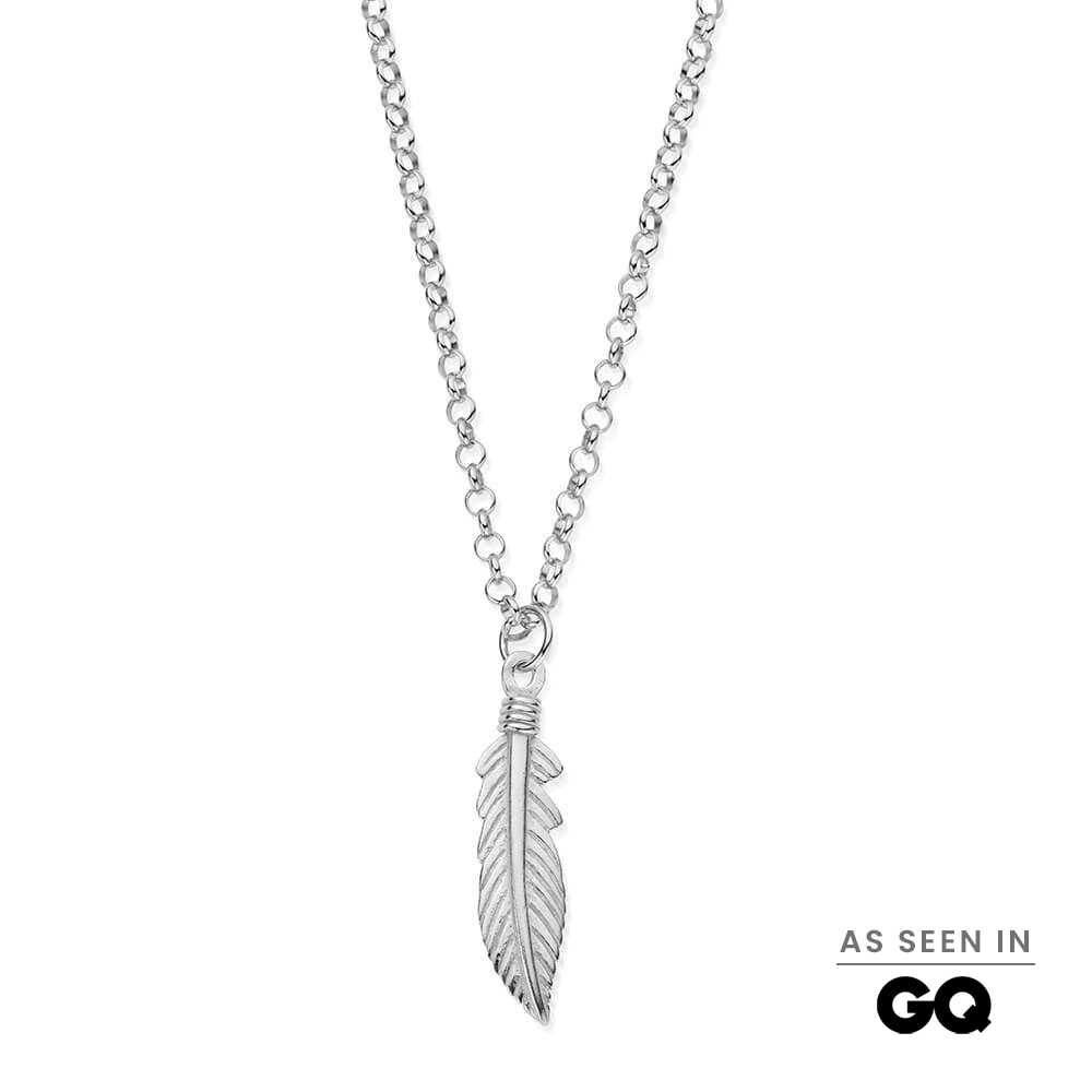 Men's Feather Pendant Necklace on a Belcher Chain – ChloBo UK