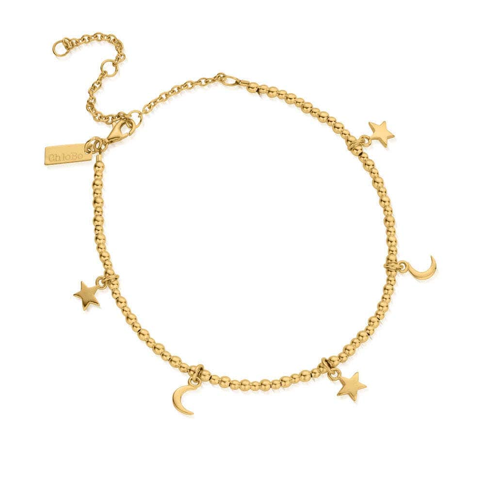 Mini Cute Moon & Stars Anklet | ChloBo